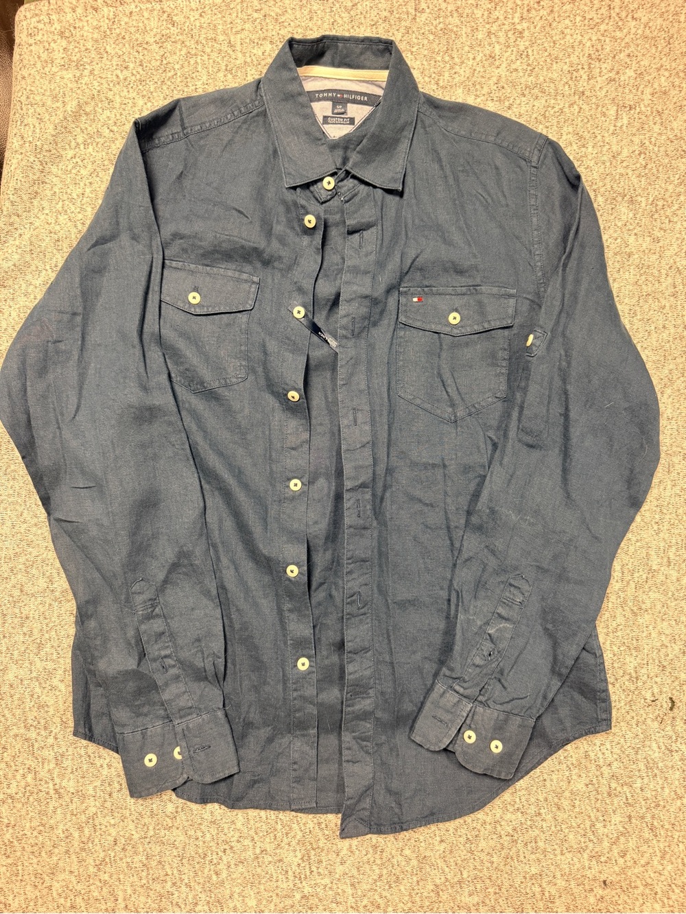 Tommy Hilfiger Navy Button-Down Casual Shirt